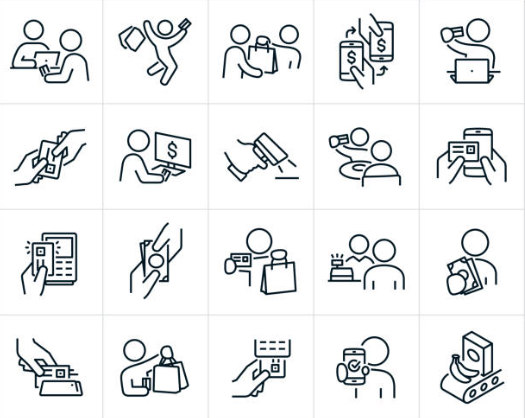 Payment and commerce workflow icons